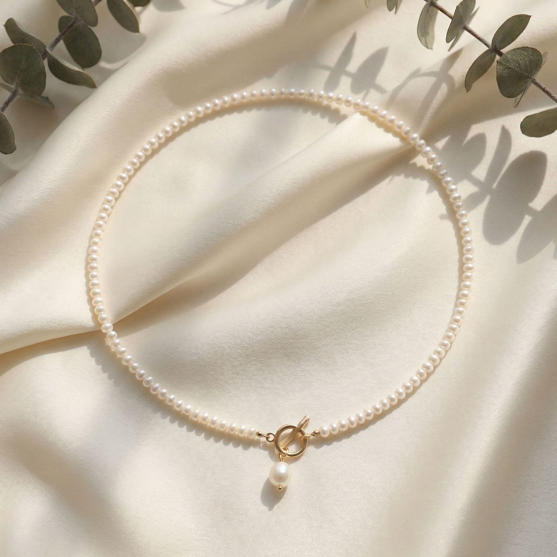 

Three Ways to Wear: Swan Neck French Style Rare Ultra-Fine Mini Natural Pearl Necklace for Women, Versatile OT Clavicle chain Special offer: Three ways