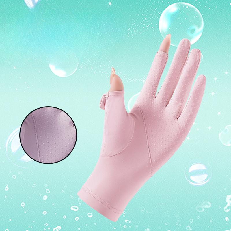 Summer Ice Silk Sunscreen Gloves for Women's Outdoor Driving and Riding Non Slip Touch Screen Flip Elastic Breathable Long Finger Thin Style