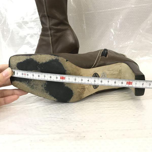 BALENCIAGA Genuine Leather Long Boots Women 35.5 22.5-23cm Brown Made in Japan(USED)