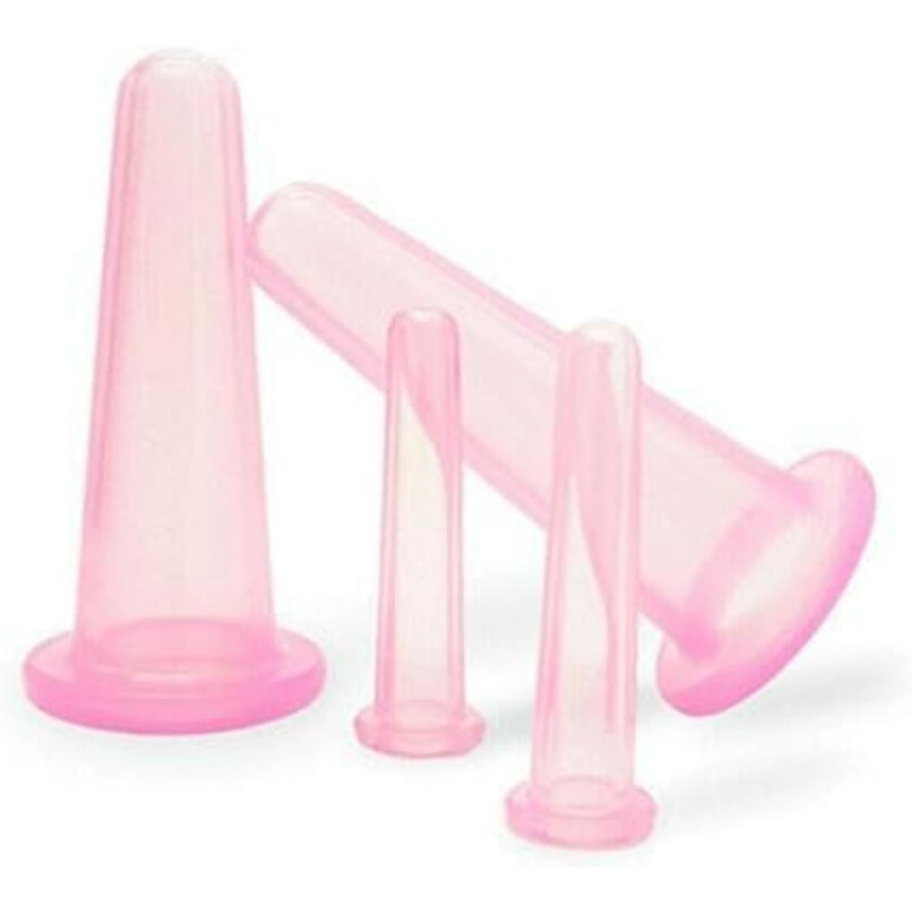 Juego de Ventosaterapia Facial de 4 Piezas para la Cara, Juego de Ventosas de Masaje Rosa, Mini Ventosas Faciales de Silicona, Ayudante Facial, Cuidado de la Piel, Taza de Masaje para Cuello, Espalda, Ojos