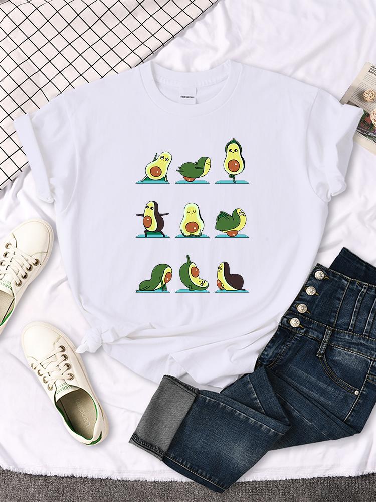 Woman T-Shirt Avocado Teaches You To Practice Yoga Printing Blouses Womensfashion Oversize Blouses Funny Fruit Ladies Tshirts