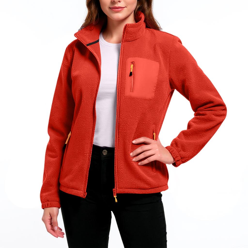 Women's Fashionable Casual Long Sleeved Thickened And Fleece Lined Stand Up Collar Coat