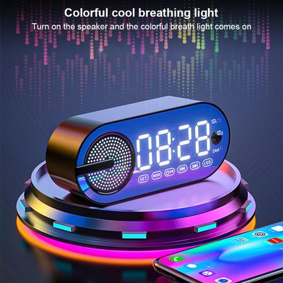 BT Speaker Digital Alarm Clock LED Display with Dual Alarms Human-Activated for Bedroom/Office