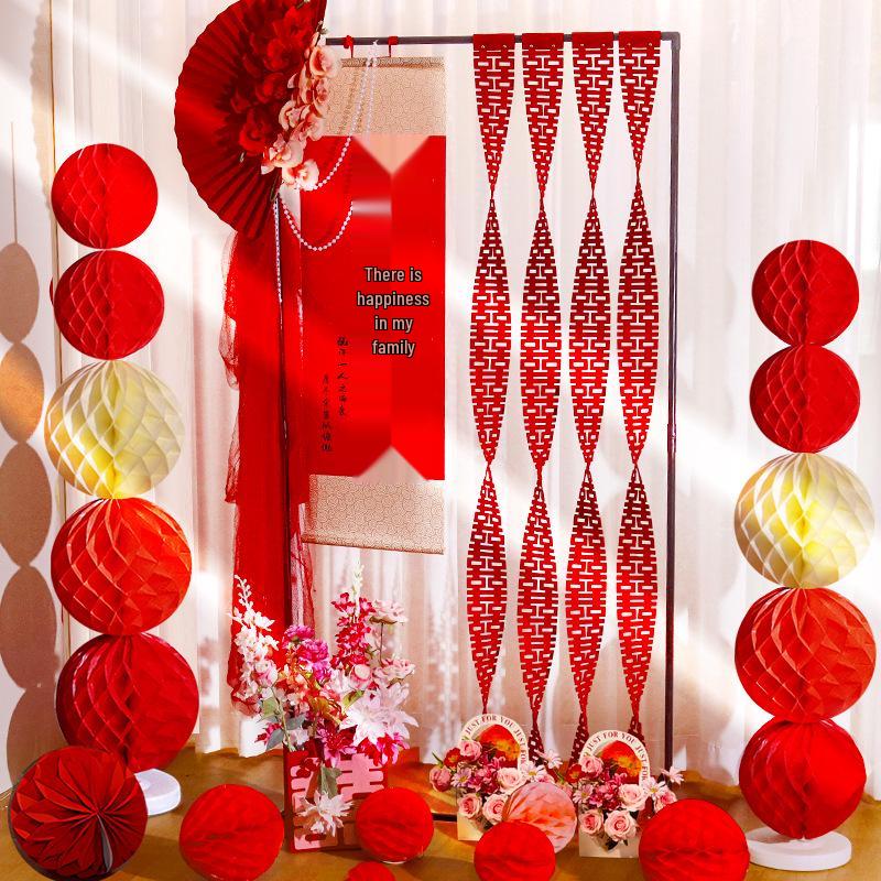 Balayı Süiti Düğün Dekorasyon Seti: Oturma Odası Fotoğraf Sergisi için Çift Mutluluk Parşömeni ve Süs