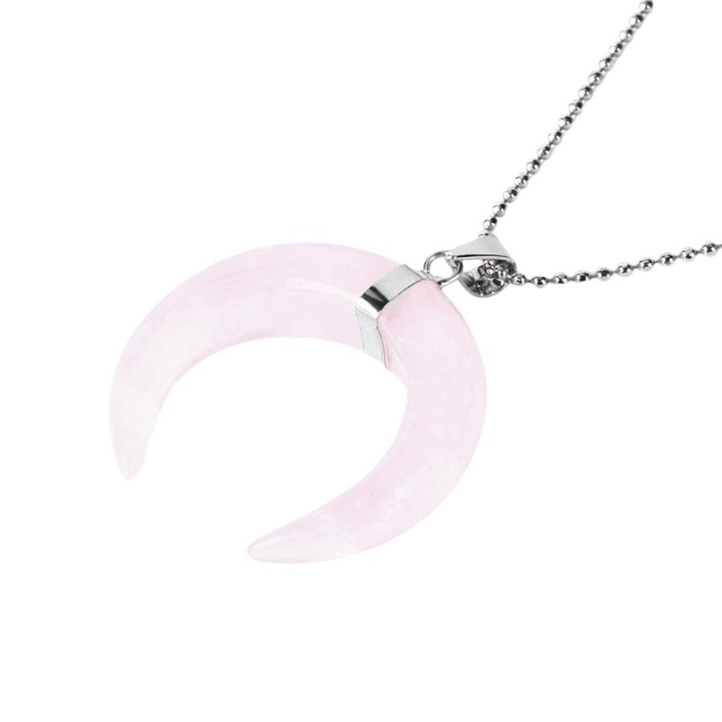 

Healing Crystal Crescents Moon Necklace Crescents Moon Necklace with Healing Natural Stone Crystals for Fashion Women