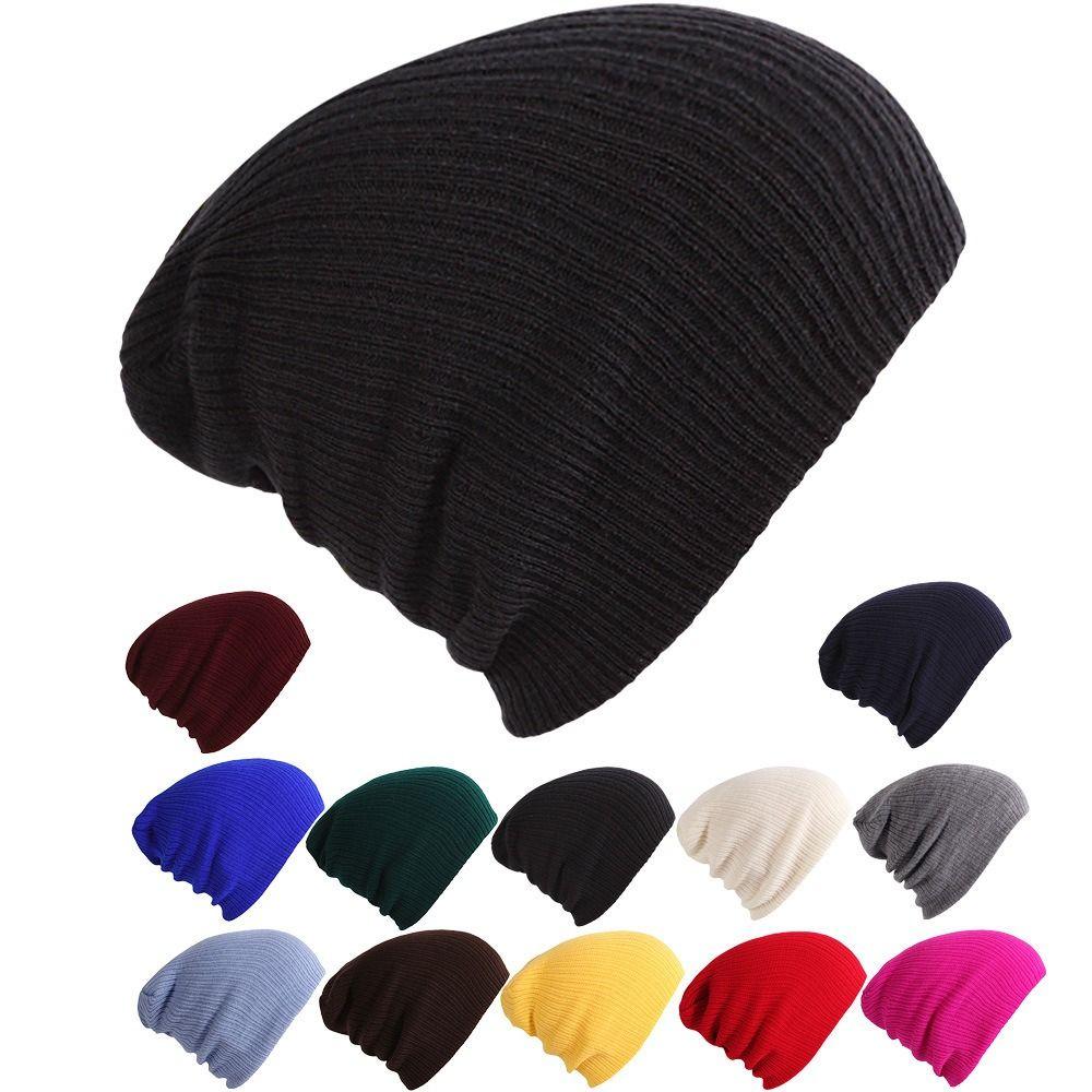 Ensfargede Søte Vinterluer 28*18cm Strikket Lue Ny Kvinne Menn Beanies