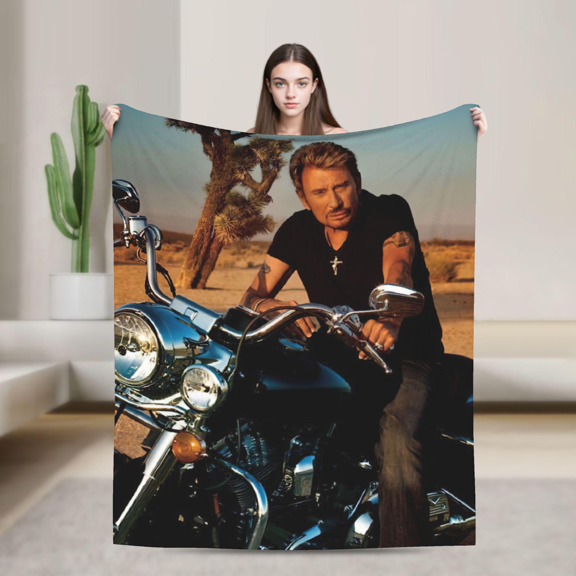 Johnny Hallyday 3d Blanket Flannel Printed Multifunction Super Warm Throw Blanket for Bed Office Rug Piece 75X95CM