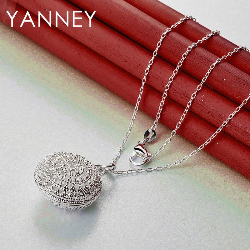

Elegant 925 Sterling Silver 16-30 Exquisite Heart Shaped Round Zircon Pendant Necklace for Women Wedding Accessories Gift 75cm