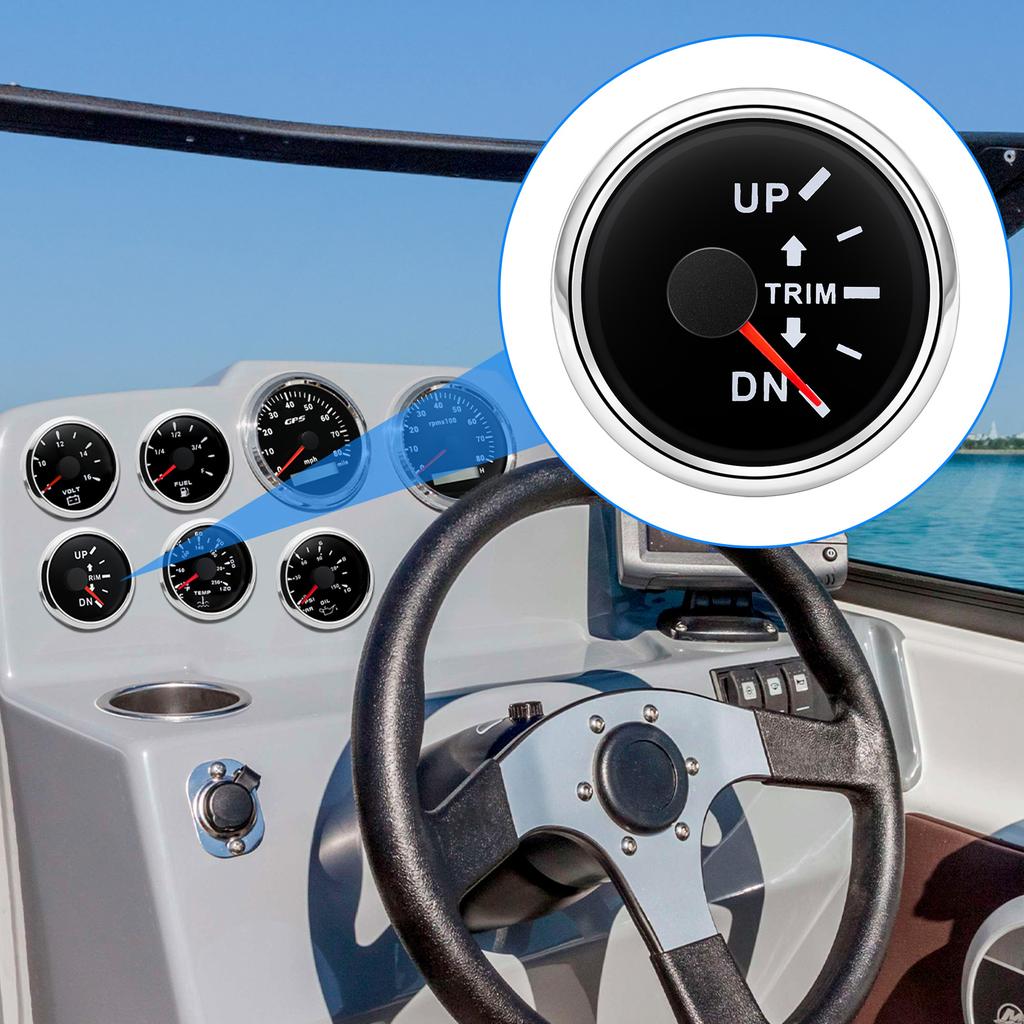 HD 52mm Boat Marine Trim Meter UP-DN Trim Tilt Indicator Meter 2 Inch Trim Gauge 7 Colors Backlight for Inboard Outboard Engine
