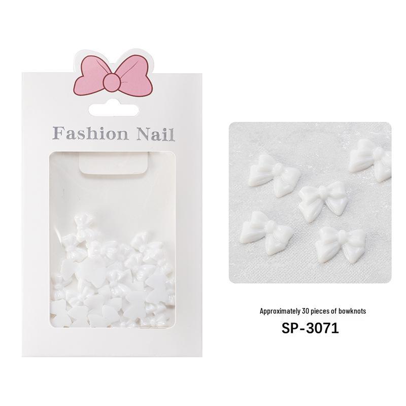 Black & White 3D Resin Ribbon Bow Nail Art Accessories (30pcs)