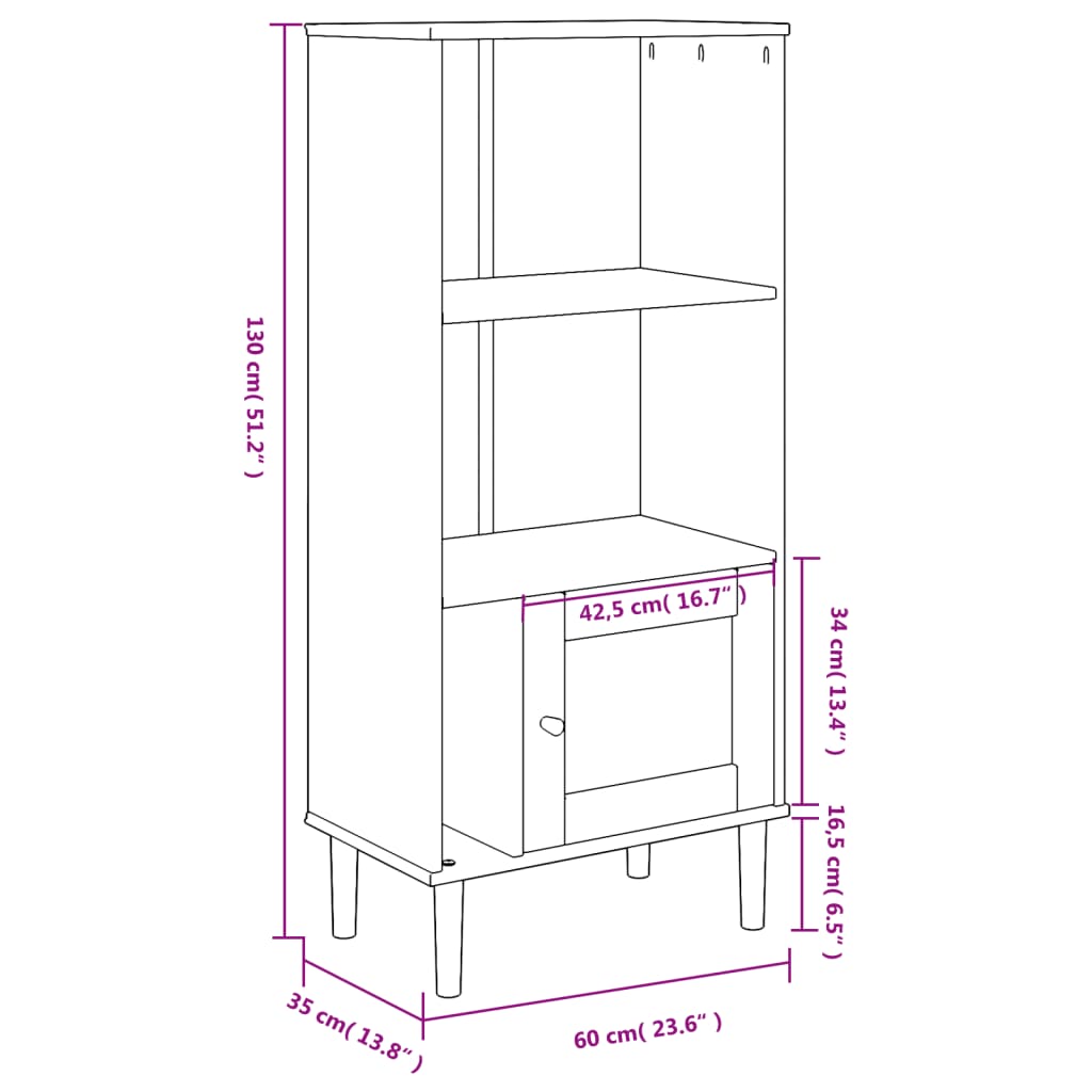Bookshelf SENJA Rattan Look Black 60 x 35 x 130 cm Pine Wood