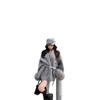Hepburn Style Wool Coat with Lace-Up Fur Sleeves for Women - Slim Fit for Autumn/Winter