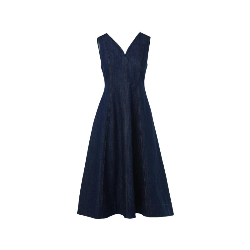 Langzi V-neck Sleeveless Denim Dress 2XL