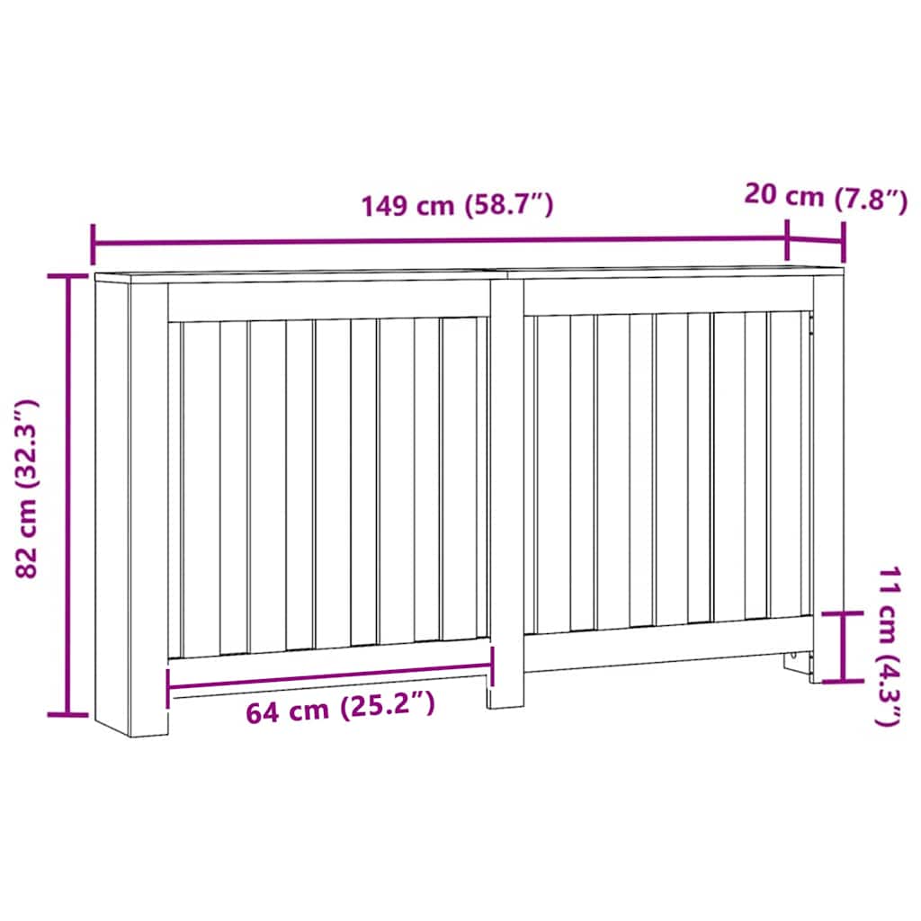 Heizkörperabdeckung Schwarze Eiche 149x20x82 Cm Engineered Wood