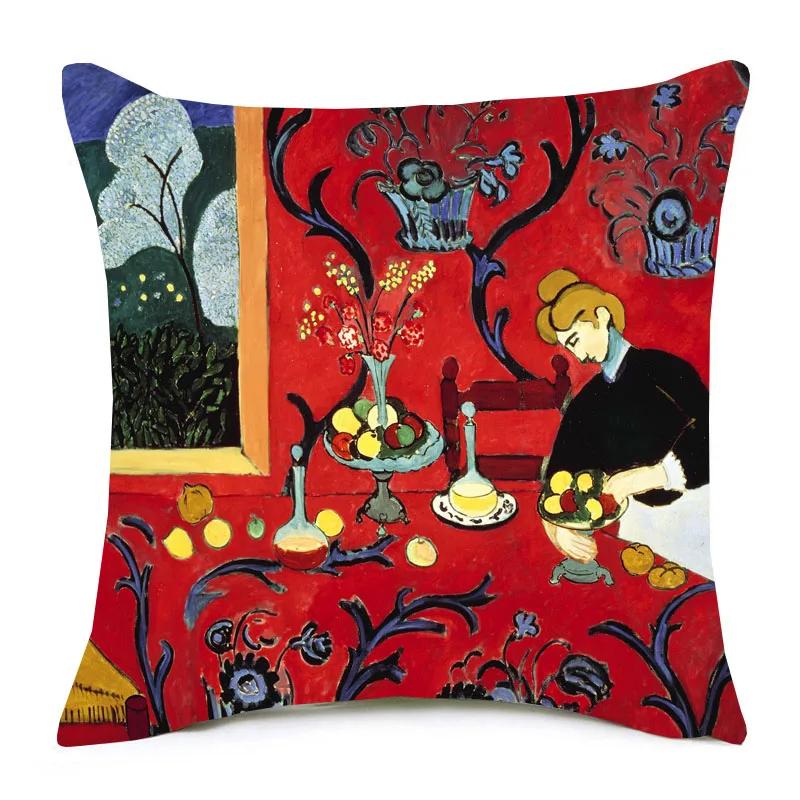 Henri Matisse Printed Cushion Cover Portrait Oil Art Painting Decorative Pillowcase Home Decor Polyester Cotton Linen 45X45cm