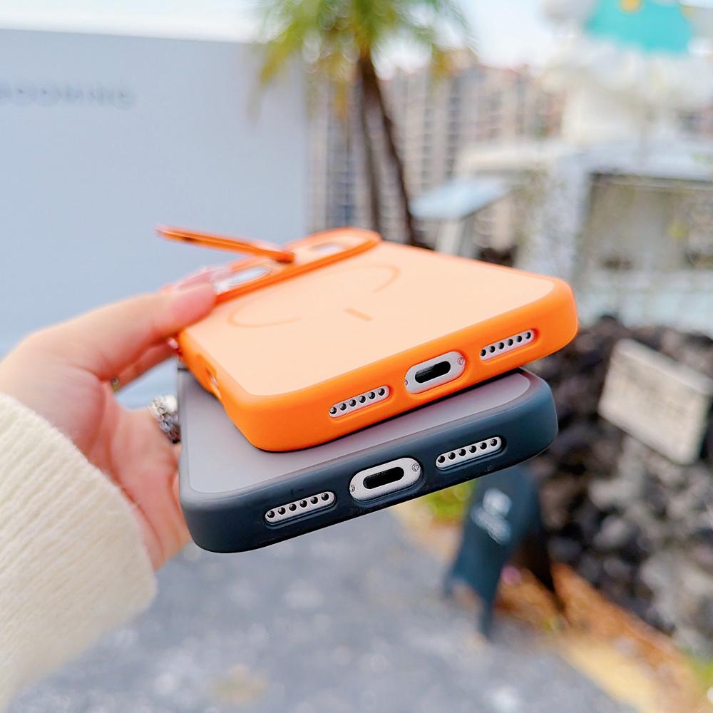 KEYSION Matte Skin Feel Lens Stand Phone Case for Magsafe for iPhone 17 Pro Max Magnetic Wireless Charging Shockproof Back Cover