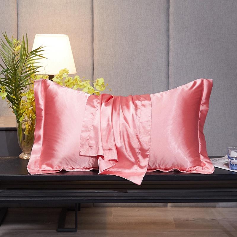 Solid Color Double-sided Silk Pillowcase Mulberry Silk Ice Silk Beauty Pillowcase Single Silk Wide-edge Pillowcase