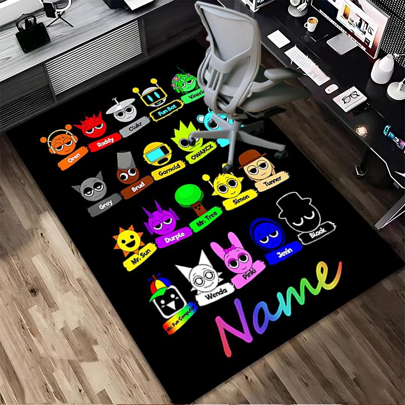 Custom Name Sprunki Love Living Room Non-Slip Area Rug Soft Carpet for Bedroom Kids Playroom Sofa Office Home Decor Doormat