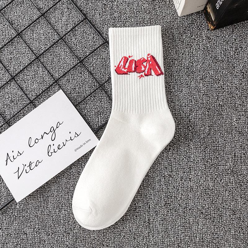 

Модные женские белые носки средней длины в корейском стиле на все времена года Number 1; one size