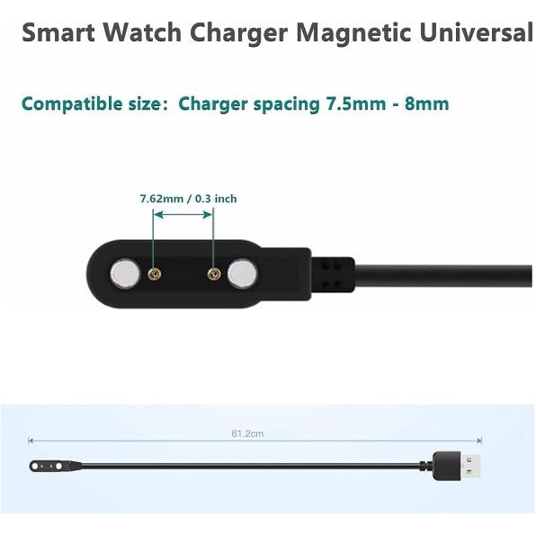 Smart Watch Universal Charger Magnetic 7.62mm, Smartwatch 2 Pin Magnetic Suction Replacement Charger Cable for da fit Smart Watch, Charging Distance