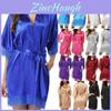 Womens Plain Silk Satin Robes Bridal Wedding Bridesmaid Bride Gown Bath Robe