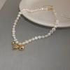 Färskvattenspärla kärlek rund pärla halsband designkänsla halskedja nyckelbenskedja temperament halsband tillbehör