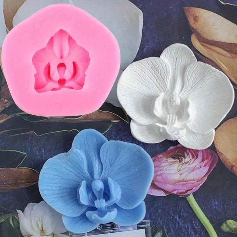 Silicone Candle Mold 3D Butterfly Orchid Flower Aromatherapy Gypsum Soap Molds Cupcake Fondant Candle Decoration Baking Tool