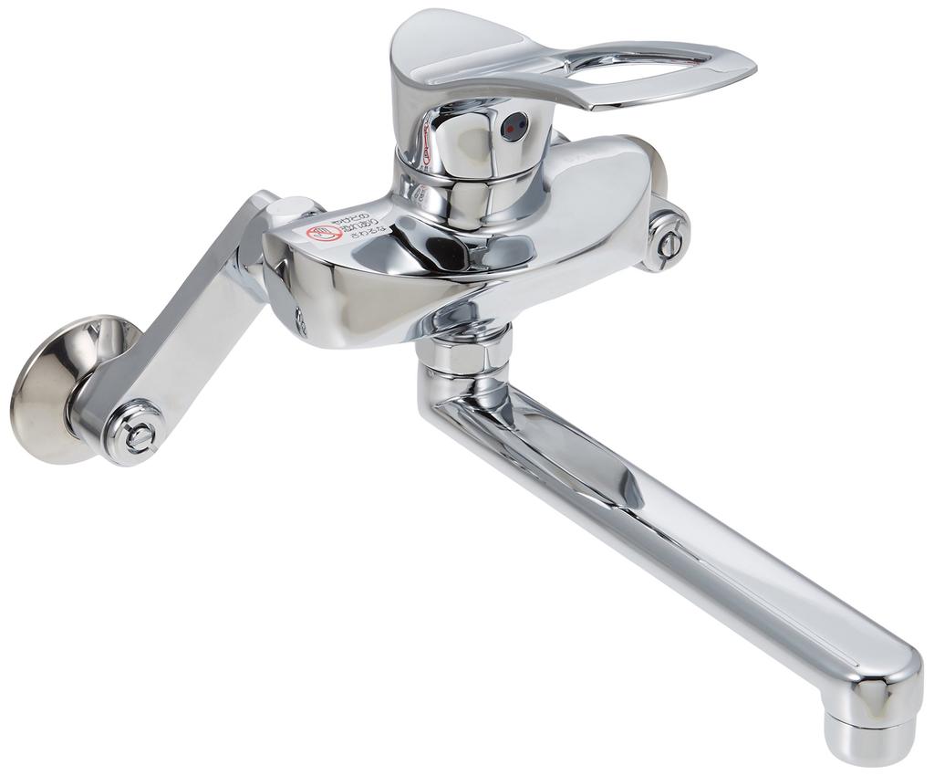 SANEI Single Mixer Tap for Kitchen Use with Water Saving Core JIS Standard Pipe Length 190mm Wall Mounted Faucet Kitchen Faucet K1712