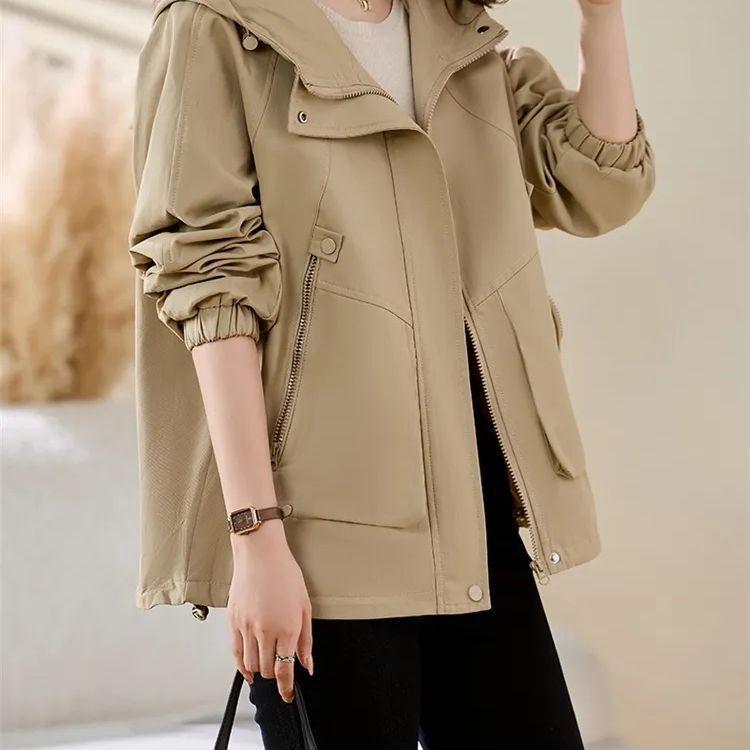 Women's Short Jacket Hooded Windbreaker New Casual Loose Jacket Top Temperament Coat