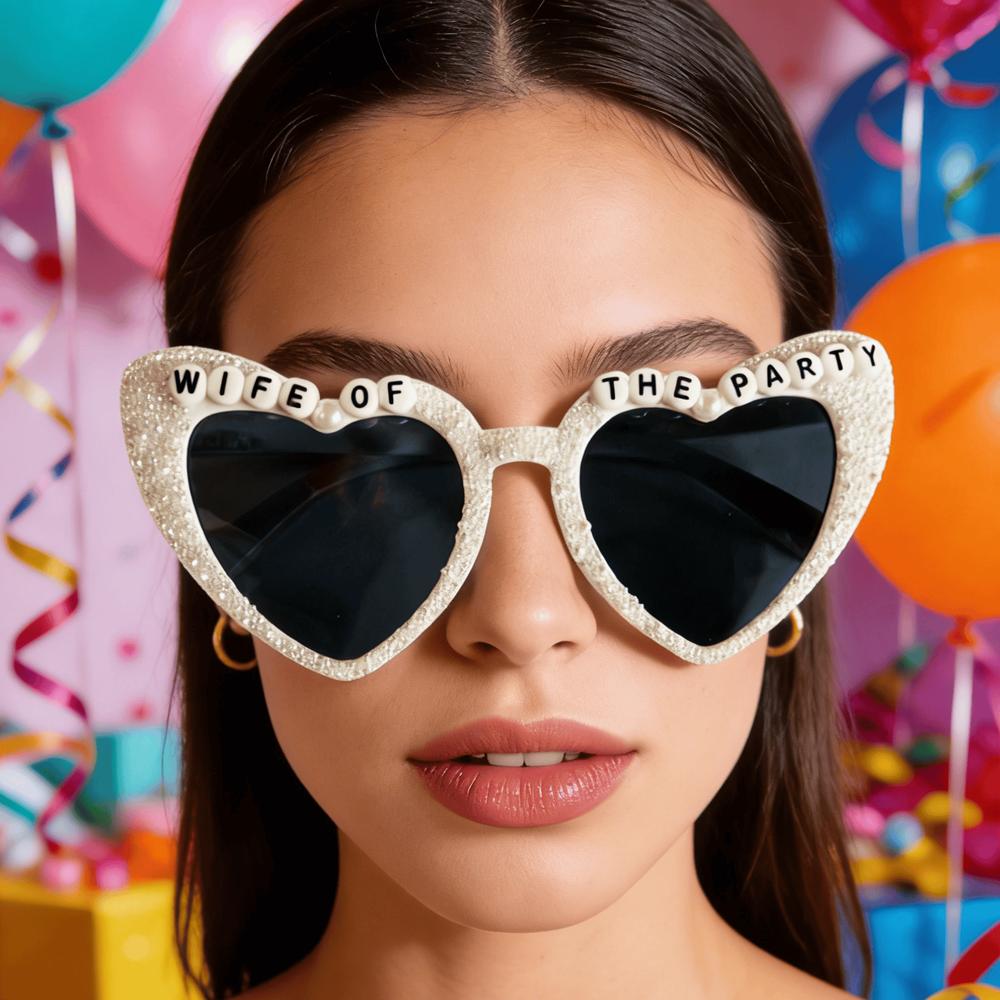

Wife Of The Party Heart Shaped Rhinestone Sunglasses Bachelorette Party Favors Glasses For Bride Wedding Celebration KJ297