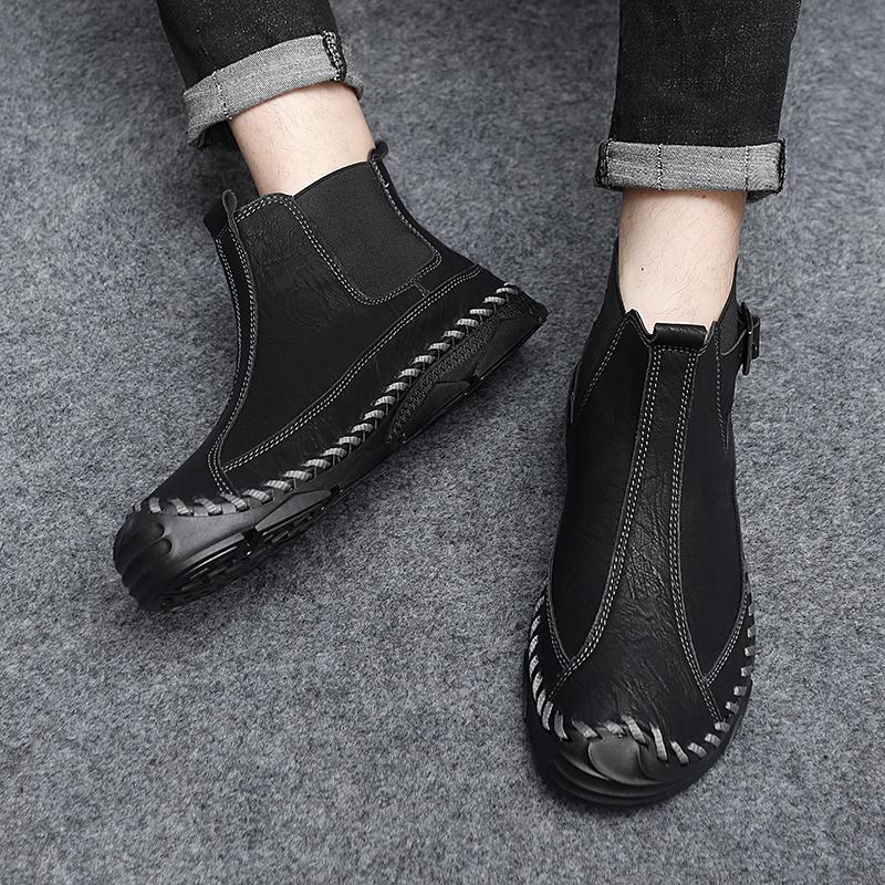 Fashion New 2025 Handmade Men Boots Design Sneakers Man Outdoor Casual Leather Men Shoes Ankle Boots Fall Breathable Hot Sale High top