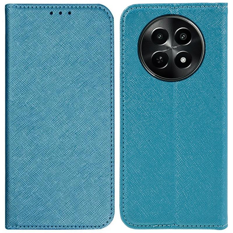 

For Realme C65 5G Case Hidden Magnetic Leather Wallet Phone Cover Cross Texture Sky Blue