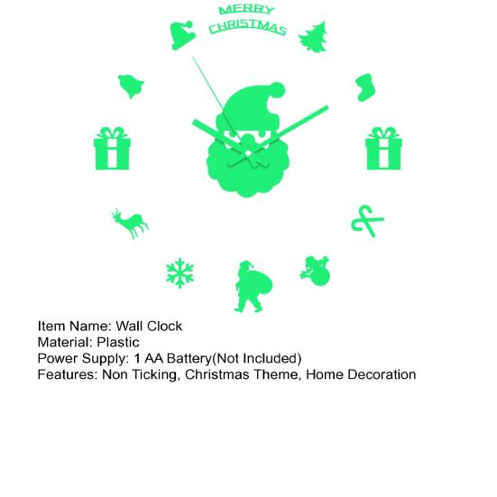 Christmas Santa Claus Wall Clock Glow-in-the-dark Frameless Acrylic 3D Clock Silent Home Office Bedroom Living Room Digital Analog Clock Decoration