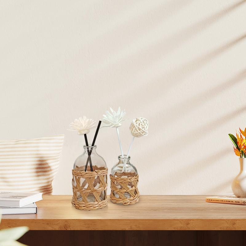 1PC Home Natural Woven Bohemian Bottle Rattan Decor Eco-friendly Grass Macrame Aromatherapy Decorative 50ml/100ml