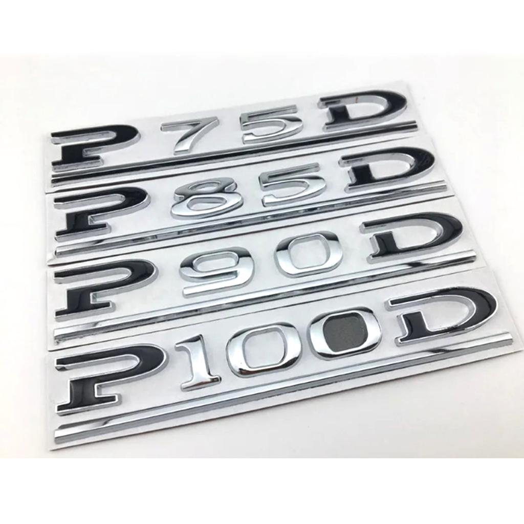 P75D P85D P90D Unterstrichene ABS-Buchstaben-Emblem für Model 3 Model X Model S Autostyling Kofferraumemblem Aufkleber Rot Schwarz