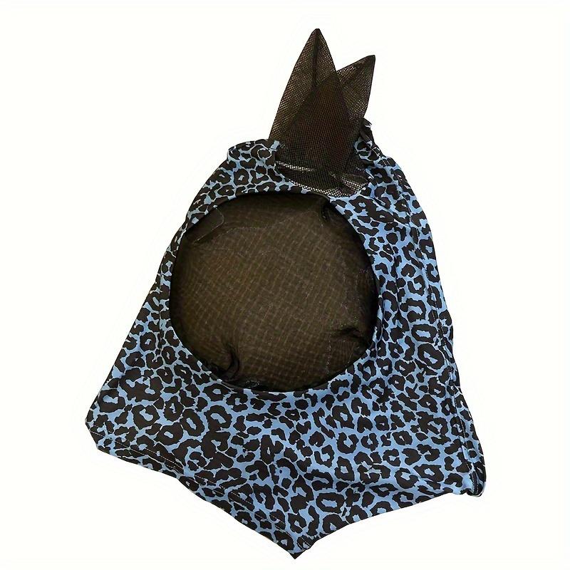 1pcs Leopard Print Horse Fly Masks with Ears - Comfortable, Elastic & Durable Riding Gear for Horses