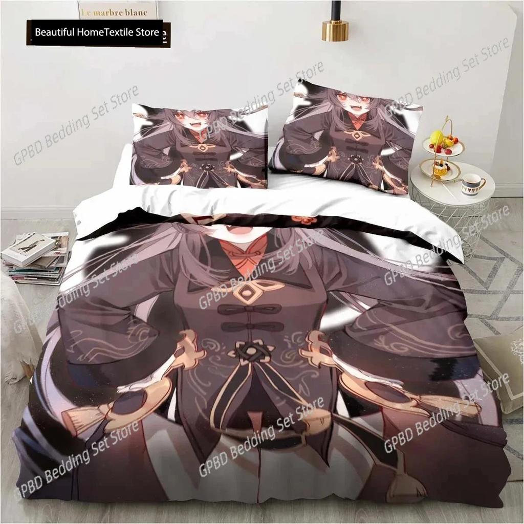 Cartoon Anime Genshin Impact Game 3D NEW Duvet Cover Pillowcase Bedding Set Adult Boy Girl Bedroom Children Single Double Large