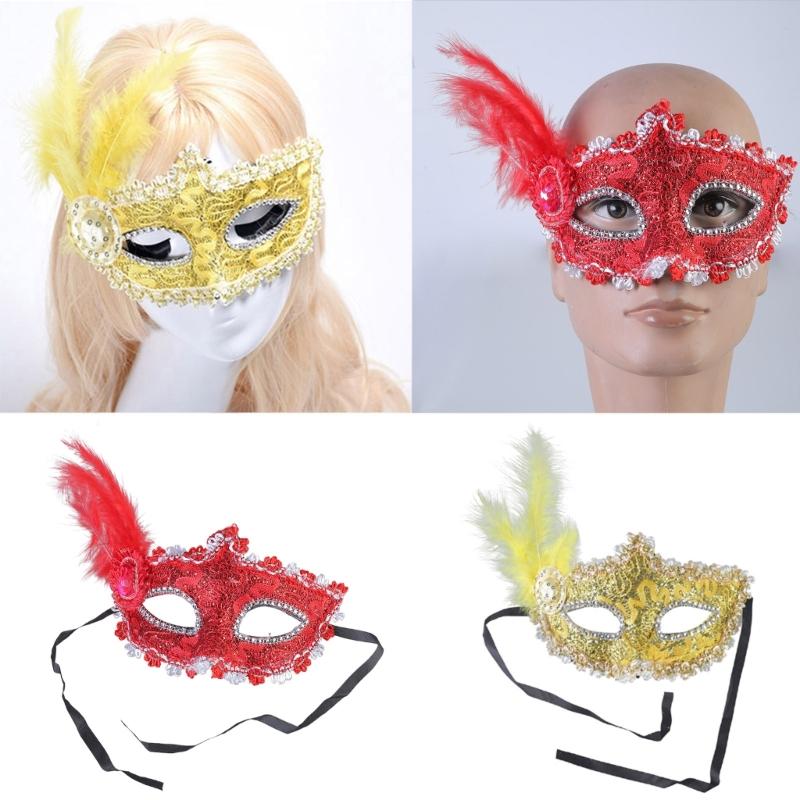Masquerade Mask Wedding Carnival Party Performance Costumes Sex Lady Lace Mask Venice Feather Sexy Halloween Mask Gift