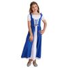 Girls Medieval Renaissance Costume Square Neck Short Sleeve Lace Up High Waist Ruffle Dress Halloween Fancy Dress