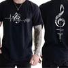 Heartbeat Music Printed Mens Short Sleeve T-shirt Fashionable Comfortable Breathable Versatile Sports Cotton T-shirt