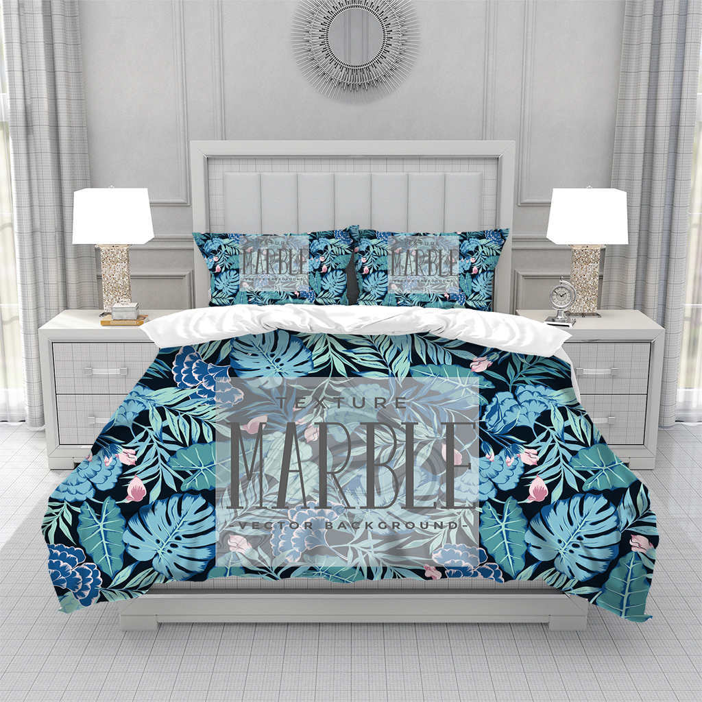Tropical Hawaii King Queen Duvet Cover Hello Summer Palm Leaf Quilt Cover Exotic Bedding Set 2/3pcs Polyester Comforter Cover