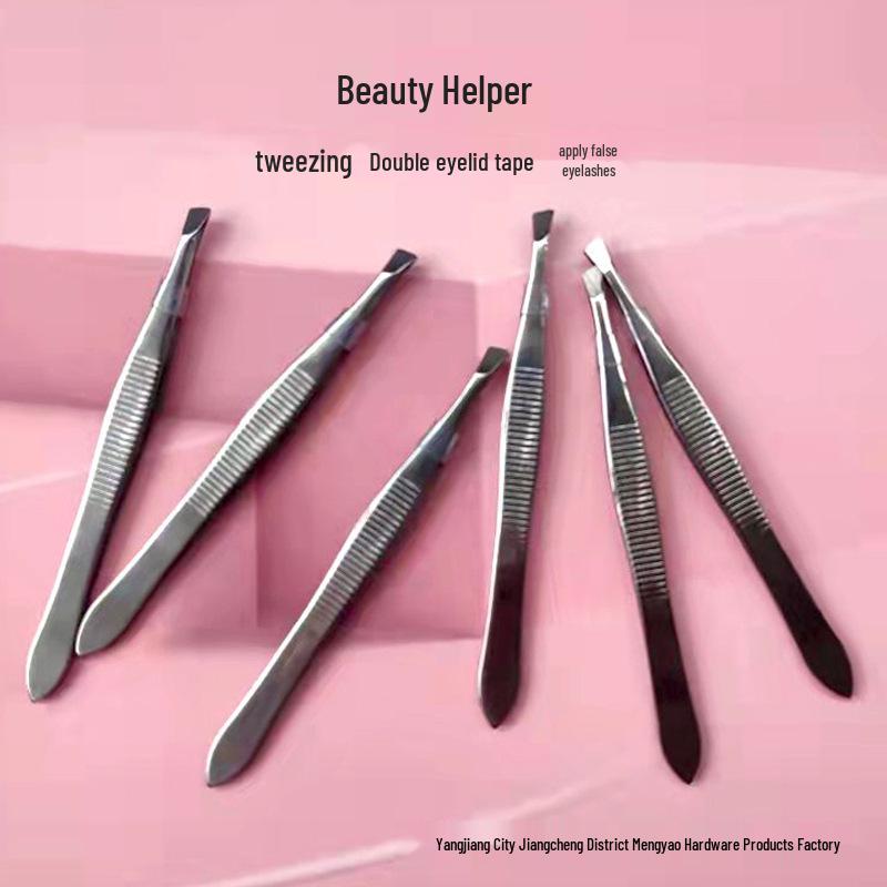 Individually Packaged Stainless Steel Slant Tip Eyebrow Tweezers and Scissors Set