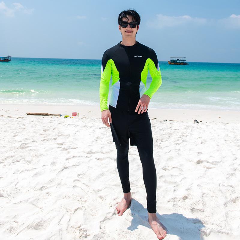 

Унисекс Гидрокостюм из двух частей с длинным рукавом: Модный дизайн с цветовыми блоками и эффектом похудения с контролем живота 3XL