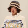 Warm Knitted Bucket Hat Temperament Woven Basin Cap Elegant Striped Fisherman Hat  Women