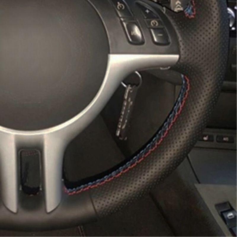 Car Steering Wheel Cover Anti-Slip Black Leather Original Steering Wheel Braid Car Accessories For BMW E39 E46 325i E53 X5