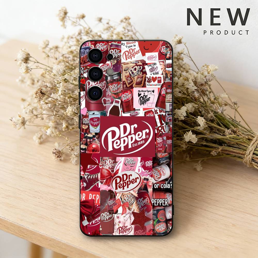 Cherry Drink Dr Pepper suger Phone Case For Samsung S26,25,24,23,22,30,21,10,9,Ultra,Plus,Lite Black Soft Case