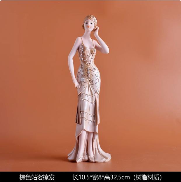 European Resin Statue Accessories Girl Beauty Character Home Livingroom Table Figurines Crafts Decoration Wedding Birthday Gifts