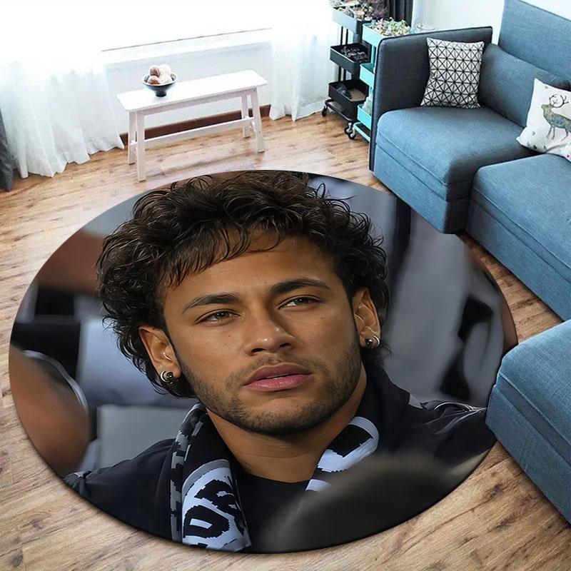 Neymar Round Area Rug,Carpet Rug for Living Room Bedroom Sofa Playroom Decor,Non-slip Floor Mat
