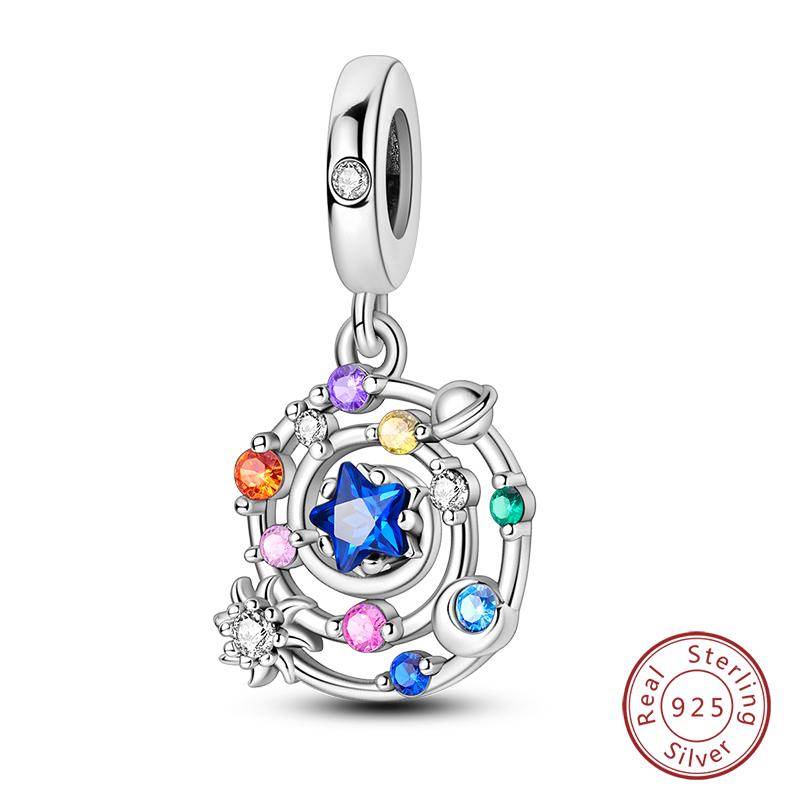 100% Copper Blue Crystal Life Tree Angel Star Moon Pendants Charms Fit Qikaola Original Bracelets Diy Jewelry