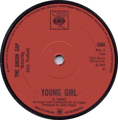 7inch Record GARY PUCKETT & THE UNION GAP - Young Girl 3365 CBS 1968 UK Rock Used